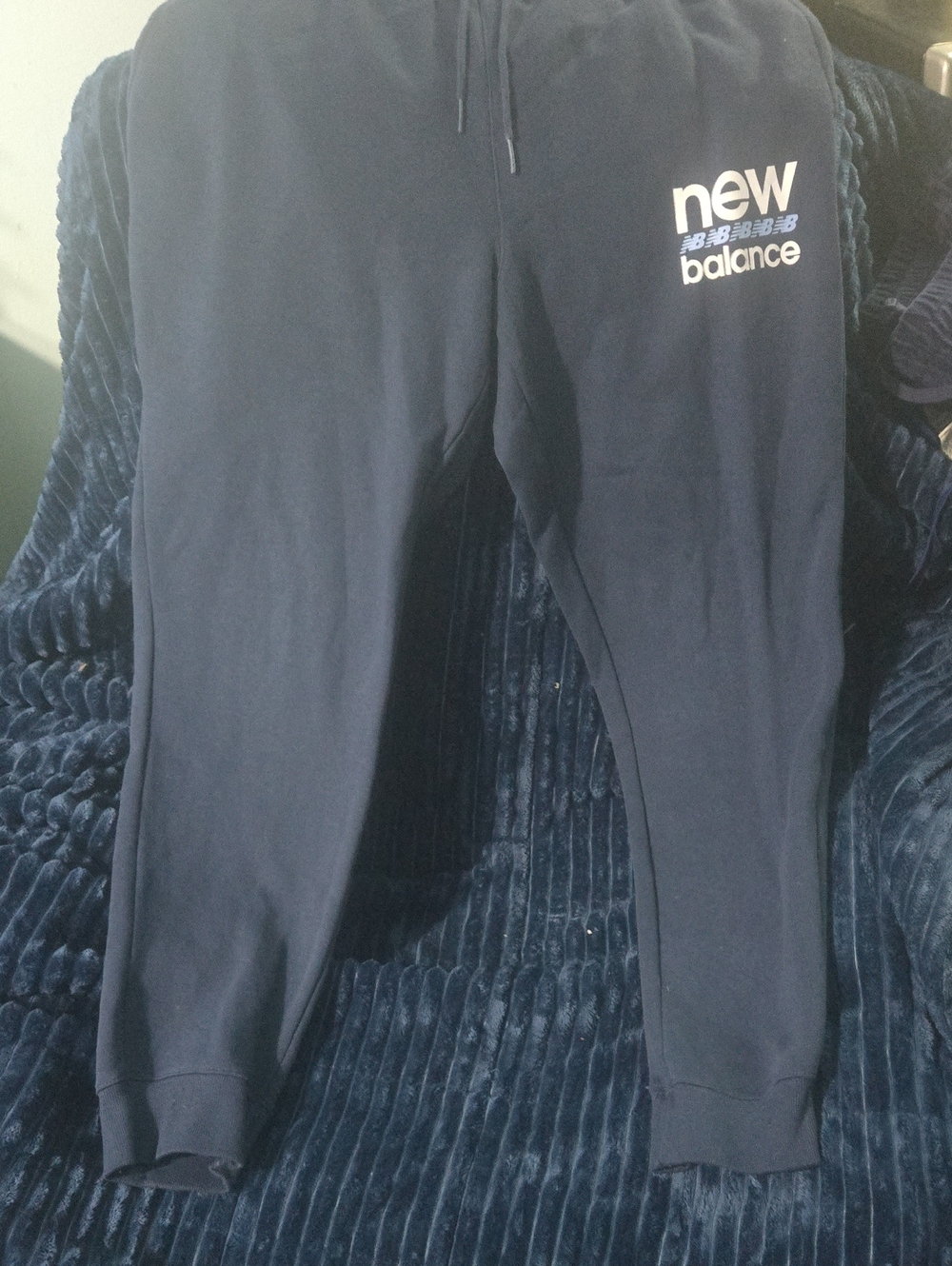 New Balance Navy Blue Men's  Joggers with White Logo